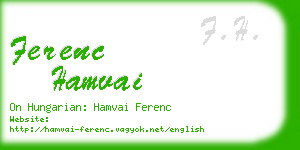 ferenc hamvai business card